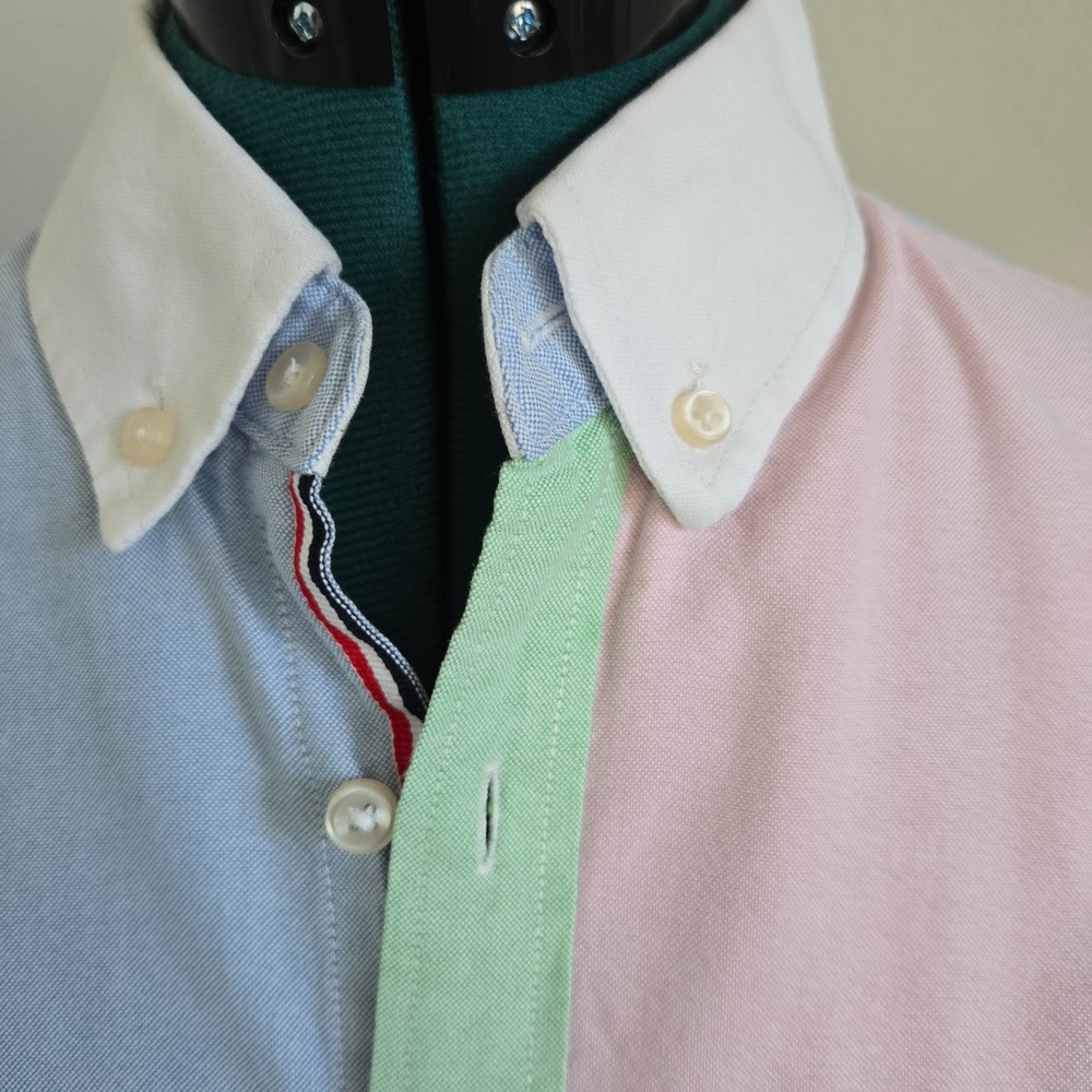 Tommy Hilfiger Mens Colorblock Button Up Shirt Sz Large Long Sleeves Preppy - Picture 2 of 9